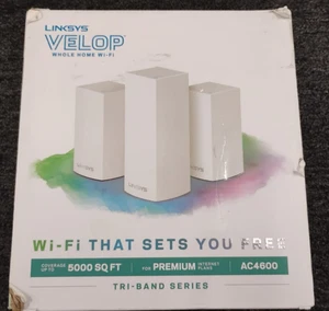 Linksys Velop AC4600 Mesh Wi-Fi System VLP0203-BF 3 Pack, Slightly Used, M3 - Picture 1 of 4