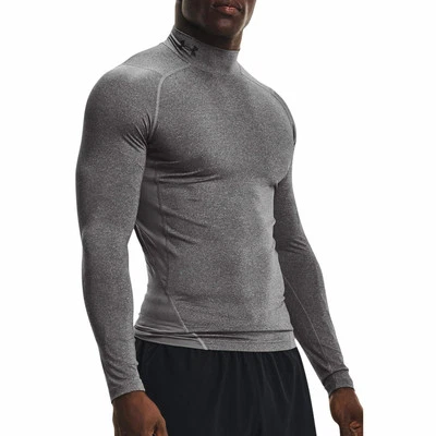 Under Armour HeatGear Mock Mens Training Top Grey Long Sleeve Gym Compression - Image 1 of 4