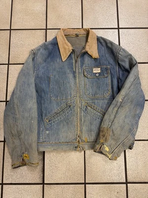Vintage 1947-53 Hercules Blanket Lined Denim Bomber Jacket Coat Distressed RARE - Image 1 of 4