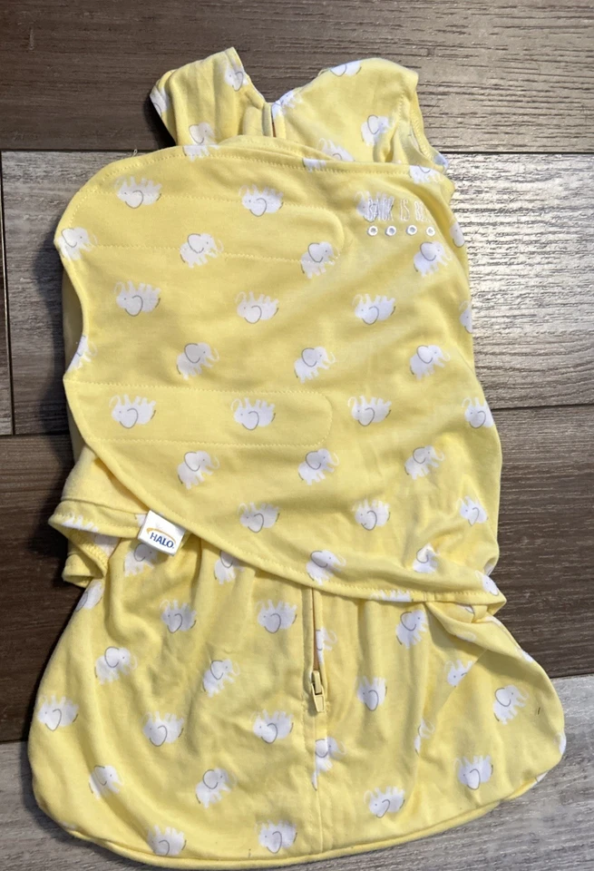 Saco de dormir Halo swaddle, elefantes amarelos tamanho recém-nascido 0-3 meses - Imagem 1 de 4