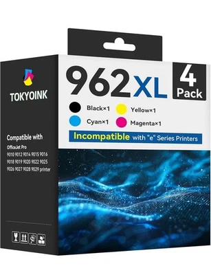 4PK 962XL Ink Cartridges for HP Officejet Pro 9010 9015 9018 9020 9025 Printers - Image 1 of 3