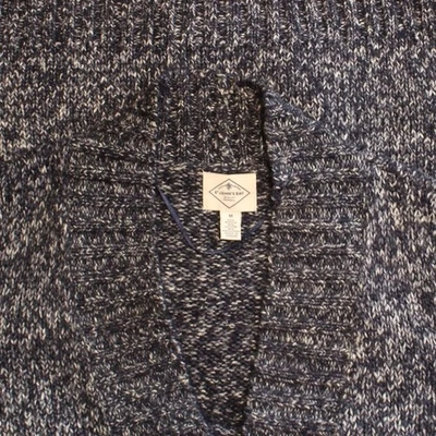 St. John's Bay $58 Medium Navy Cream Marled Open Front Cotton Blend Cardigan - Image 1 of 4