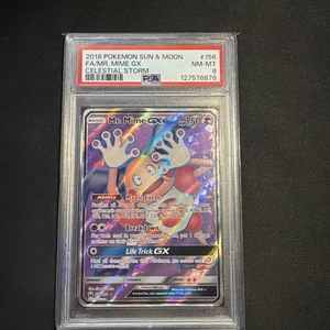 PSA 8 2018 Pokemon Sun & Moon Mr. Mime GX Celestial Storm Graded #156 - Picture 1 of 10