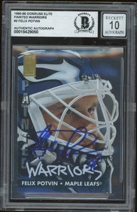 Felix Potvin signiert 1995-96 Donruss bemalte Krieger Karte #2 BAS Platte 10 Autogramm - Bild 1 von 1