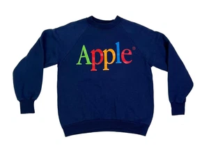 Vintage Apple Computers Rainbow Logo Crewneck Navy Medium Sweatshirt - Picture 1 of 5