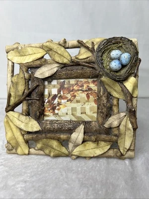 2x2.5” Frame Resin Leaves And Bird’s Nest Cutout Overall 6x5.5” - Image 1 of 4