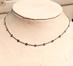 Diamond by the yard custom made Palladium necklace 16.5" 23 diamonds 1.41 ct tw. - Picture 1 of 13