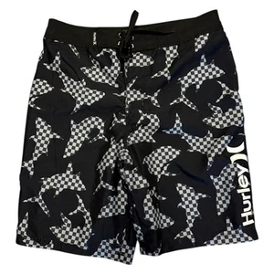 Hurley Black Gray Shark Swim Board Surf Shorts Shorts EUC Size 14 27" - Picture 1 of 2