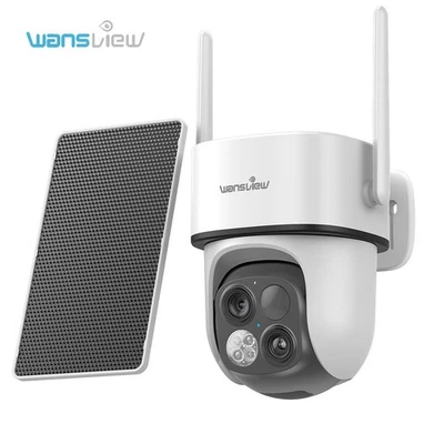 Wansview Dual-cam Wireless Solar Security Camera 360°PTZ Human Detection Outdoor