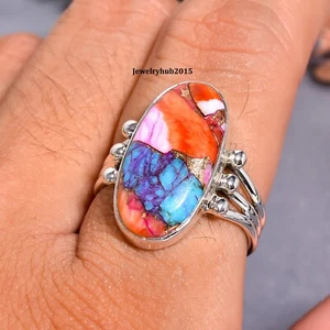 Pink Oyster Copper Turquoise Gemstone Ring 925 Sterling Silver Ring MK*KP-51 - Picture 1 of 8