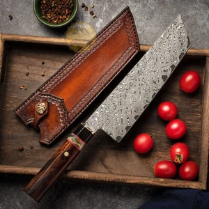 8" NEW NAKIRI CHEF KNIFE JAPANESE DAMASCUS VG-10 STEEL KITCHEN KNIFE CLEAVER - Picture 1 of 10