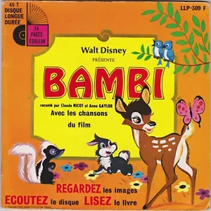BAMBI WALT DISNEY CLAUDE NICOT ET ANNA GAYLOR LIVRE DISQUE FRENCH ORIG EP - Imagen 1 de 1