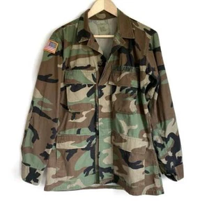 Unisex Adult US Army Military Shirt Brown Green Camouflage Snaps Flap Pockets S - Picture 1 of 3