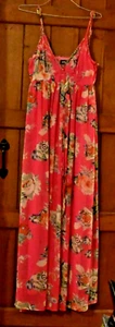 Rosa ""Aprikose"" Kleid mit Blumenmuster Gr. Medium - Bild 1 von 2