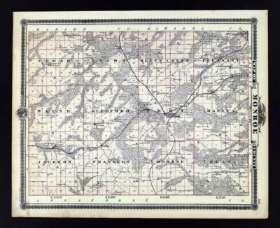 1875 Andreas Iowa Mapa Monroe County Albia Lovilia Melrose Avery Georgetown IA - Imagem 1 de 4