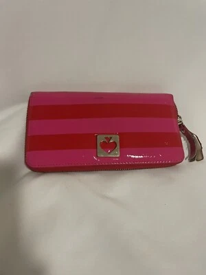 Cartera Kate Spade Neda Cremallera Alrededor Rayas Rojo Rosa Manchada Y Usada Ver Fotos Foto 1 de 3