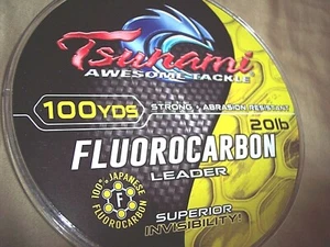 Tsunami Angelschnur 100 Yds. Fluorocarbon Vorfach 20 Pfund Test Angelschnurvorfach - Bild 1 von 6