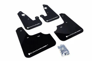 Rally Armor Black UR Mud Flap w/ White Logo for 07-17 Mitsubishi Lancer - Picture 1 of 3