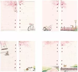 A6 Pink Refill Loose Leaf Paper 80 Sheets 6 Hole Notebook Refill for Binders - Picture 1 of 6