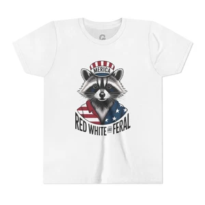 Patriotic Youth Tee, Red White Funny Youth Short Sleeve Shirt, USA Proud  - Picture 1 of 21