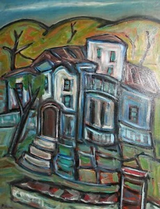 Vintage Expressionist Ölgemälde Landschaft - Bild 1 von 12