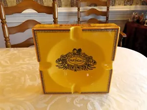 PARTAGAS CERAMIC CIGAR SMOKING ASHTRAY FLOR DE TABACOS YELLOW / RED BIG SQUARE - Picture 1 of 7