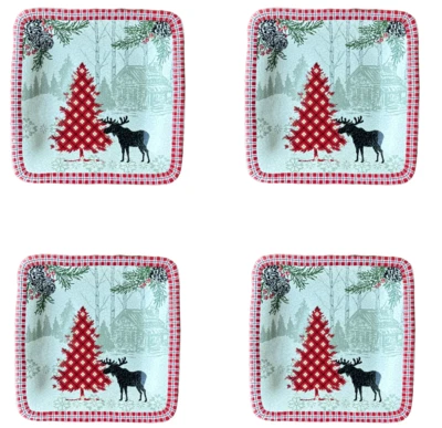 222 Quinta vajilla Bridgeton Lodge porcelana vacaciones Navidad 4 platos de ensalada Foto 1 de 4