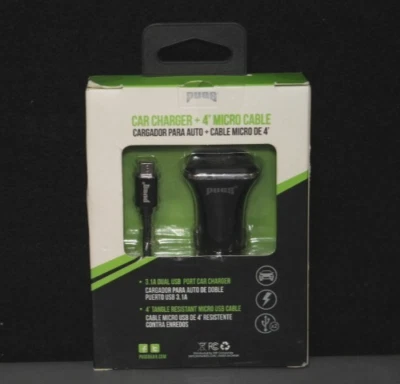 Pugs Gear Car 12V Charger w/ Micro USB 4' Cable Black Model 699/186 A232 - Image 1 of 4