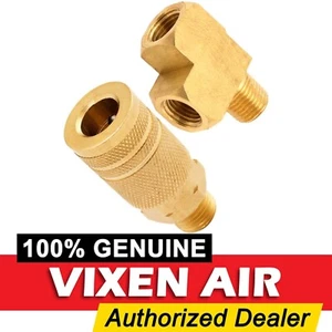 1/4" NPT MALE BRASS QUICK CONNECT COUPLER 1/4" NPT 2 FEMALE 1 MALE TEE VXK1401 - Picture 1 of 4