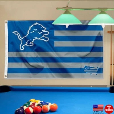 Bandera cueva hombre Detroit Lions 3 x 5 3x5 retro fútbol americano bandera trasera EE. UU. Foto 1 de 4