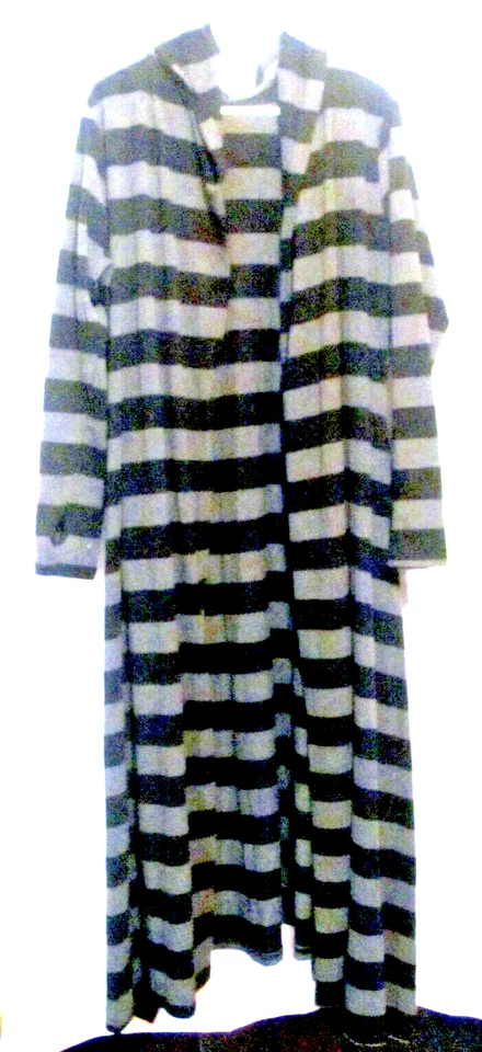 Cárdigan abierto con capucha largo completo para mujer talla XL, rayas negras y grises Foto 1 de 4