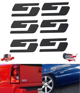 THREE= BLACK SS Emblems for Chevy Silverado GMC Sierra 7" x 1.6" Badges Stick On - Foto 1 di 6