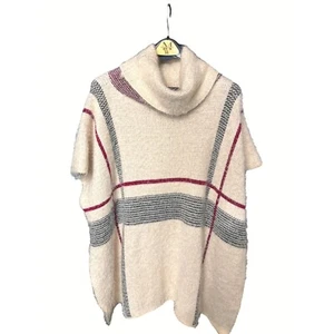 Do Everything in Love Poncho Sweater One Size 100 Percent Acrylic Plaid Pattern - Picture 1 of 4