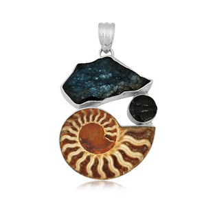 Pure Sterling Silver Ammonite and Trilobite jewelry Pendant/valentine Special - Picture 1 of 6