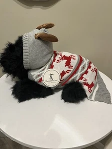 Harry Barker Dog Sweater Medium Reindeer Antler Holiday Hoodie Knit Cozy Comfort - Picture 1 of 10
