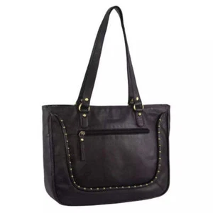 Pierre Cardin Womens Leather Stud Detail Tote Bag in Black - Picture 1 of 4