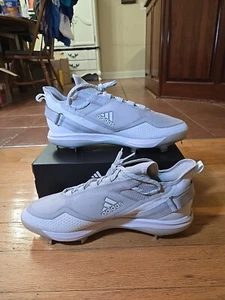 Adidas Icon 7 Boost Baseball Cleats Men's Gray/White New S23852 Metal Size 13.5M - Picture 1 of 6
