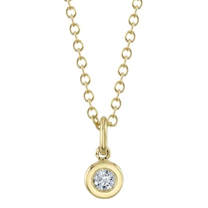 0.05ct Round Brilliant Cut Diamond Bezel Set Necklace - Picture 1 of 3