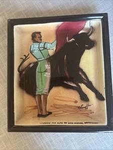 Vtg Stauffer Hand Painted Bullfighting Ceramic Plaque Matador Pase Pecho Japan - Picture 1 of 6