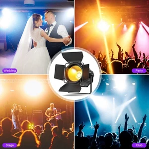Par Light Dual Color COB 200W Spotlights with Barn Door DJ Stage Lighting DMX512 - Picture 1 of 9