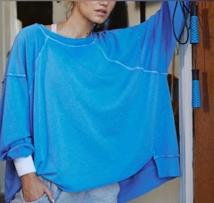 Free People | FP Movement One to Beat Oversized Pullover Large Blau Neu mit Etikett - Bild 1 von 4