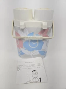 Tupperware Caraffa Vintage Floreale Doppia Air Pot 1987 Rosa Blu Bianco - Foto 1 di 9