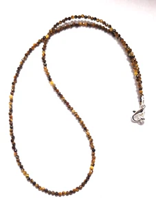 TIGER Auge Edelstein 2MM Rondell Facettierte Perlen 30.5-102cm Fein 925 Silber - Bild 1 von 9