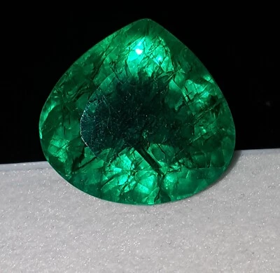 Piedra preciosa suelta esmeralda natural Colombia 34,52 quilates gran tamaño certificado corte pera gema Foto 1 de 4