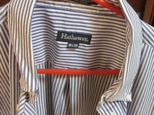 HATHAWAY MEN SHIRT - BUTTON DOWN COLLAR - 16 1/2 - 32 - LONG SLEEVE - STRIPE - Picture 1 of 2