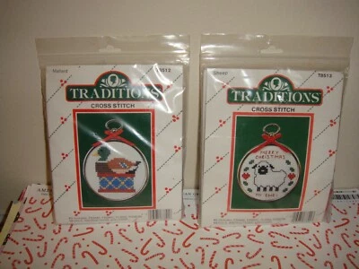 Traditions Cross Stitch Ornament Kits Mallard & Sheep Set Of 2 - Image 1 of 4