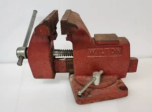 Vintage Wilton Schraubstock Antik 4" Backen Rot mit Drehfuß Made in USA 3W - Bild 1 von 16