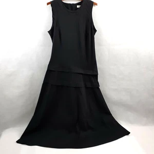 Veronika Maine Dress Womens Size 10 Black Sleeveless Long Pinstripe - Picture 1 of 11