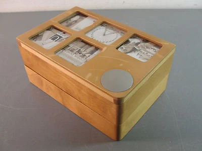 UMBRA WOOD PICTURE PHOTO JEWELRY STASH BOX CONTAINER SWIVEL TOP TWO COMPARTMENTS - Image 1 of 4