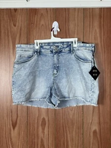 Pantaloncini Ava & Viv donna taglie forti 24W 4” tasche denim elasticizzato lavaggio acido nuovi - Foto 1 di 4